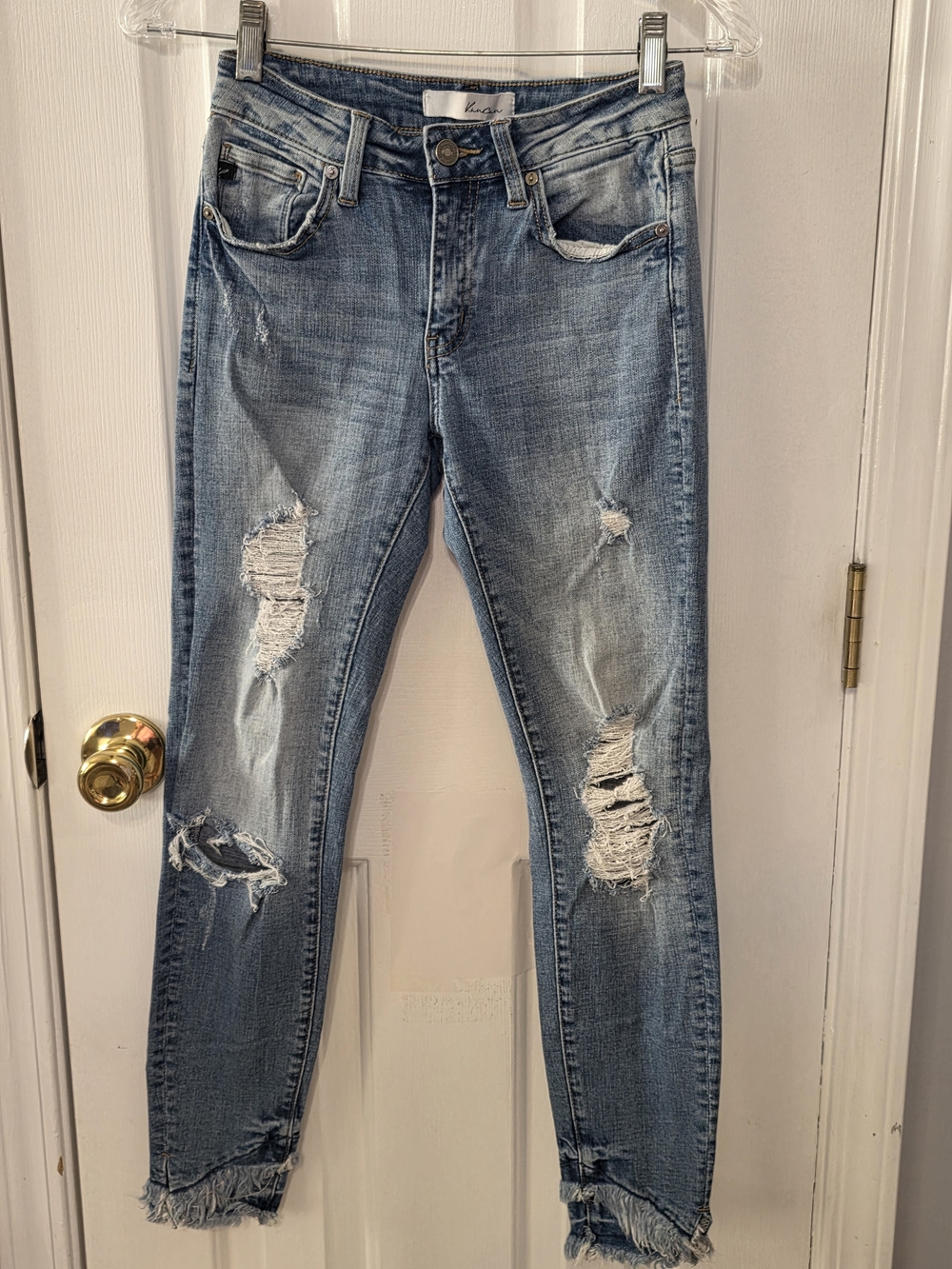 KanCan Women's Skinny Distressed Light Blue Jeans 3/25